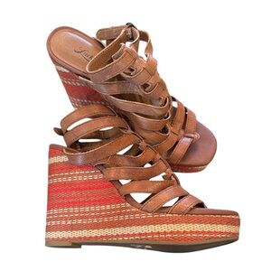 Lucky Brand Women’s LK-Labelle Almond Goat Dakota Combo platform wedges 7.5